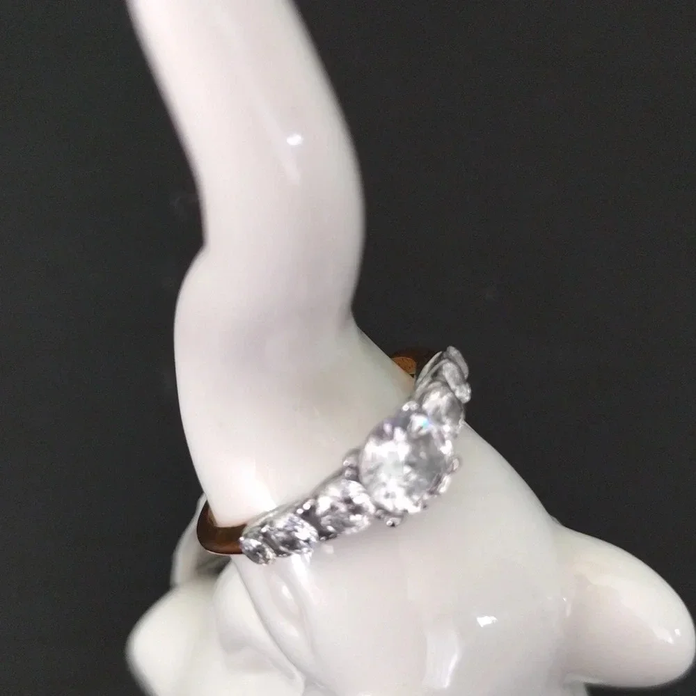 Women's Bling Stainless Steel Bridal Two Tone Cocktail Ring - Picture 8 of 16
